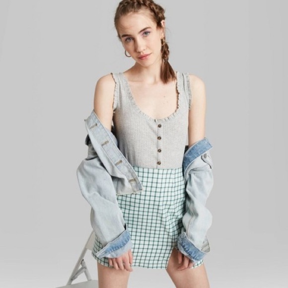 wild fable Tops - Wild Fable Gray Knit Crop Button Down Tank